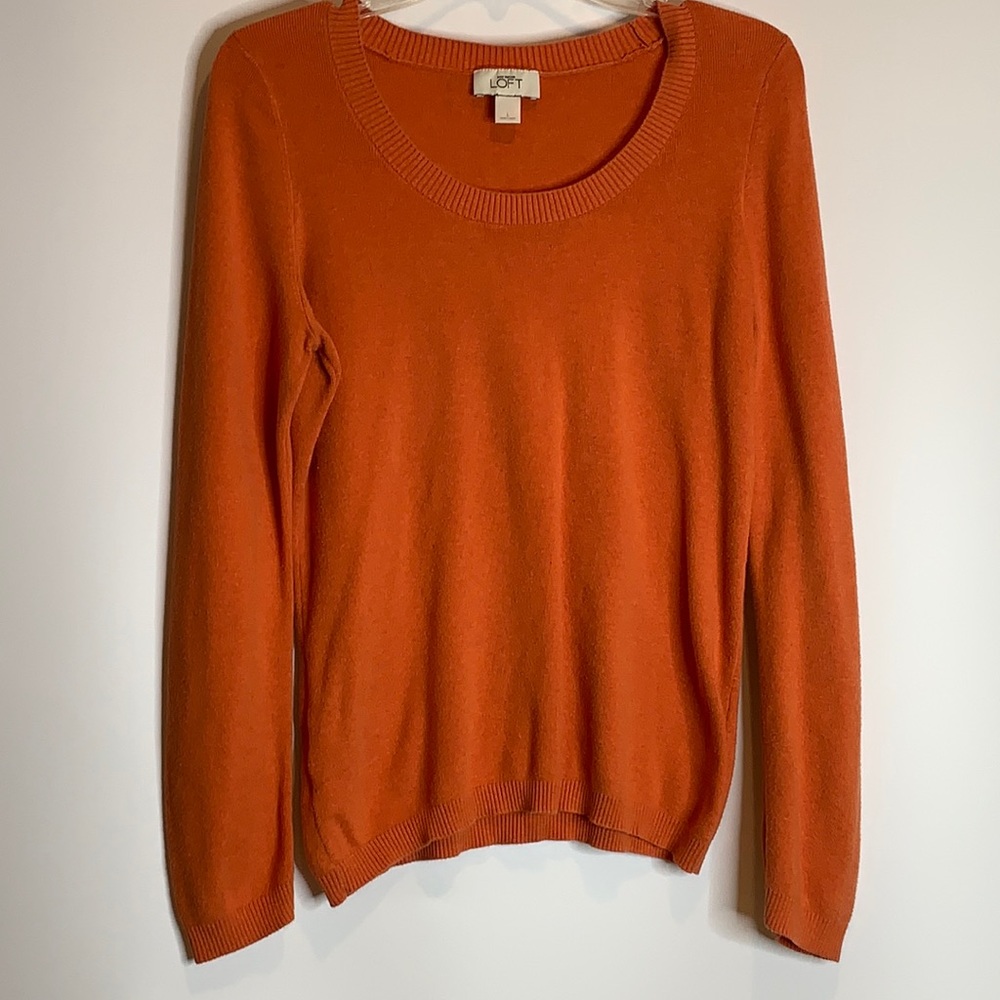 Loft Orange Stretch Sweater Large L